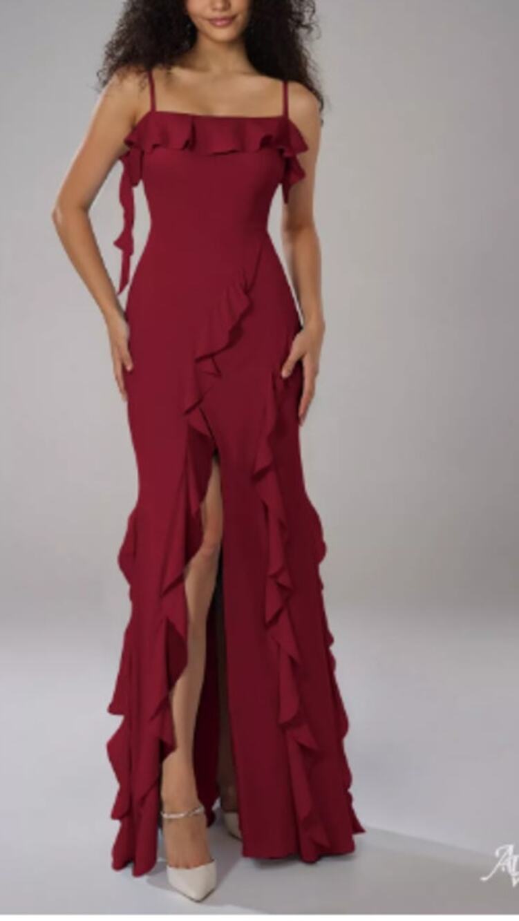 AW BRIDAL sz 8 M jester red chiffon Kaiden formal party maxi dress NEW B49